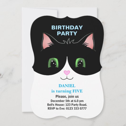 Modern Cute Tuxedo Cat Boy Birthday Kaart (Voorkant)