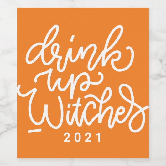 Modern Cute Typography Funny Halloween Quote Wijn Etiket (Enkel label)