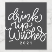 Modern Cute Typography Funny Halloween Quote Wijn Etiket (Enkel label)
