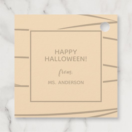 Modern Cute Typography Mummy Monster Halloween Bedankjes Labels (Achterkant)