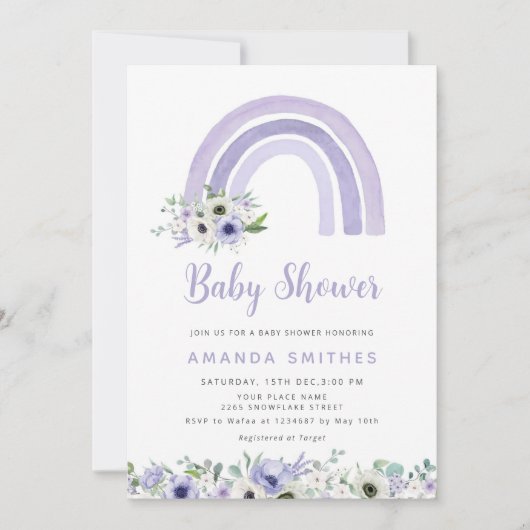 Modern Cute Waterverf Boho Rainbow Baby shower Kaart (Voorkant)