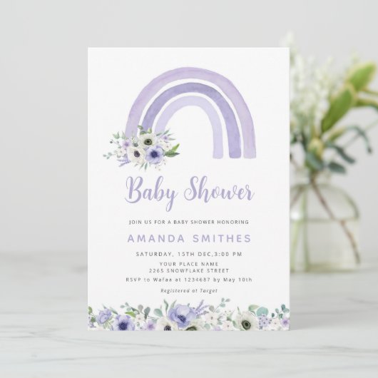 Modern Cute Waterverf Boho Rainbow Baby shower Kaart (Staand voorkant)