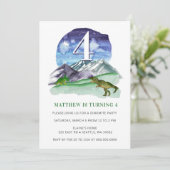 Modern Cute Waterverf Dinosaur Green Birthday Kaart (Staand voorkant)