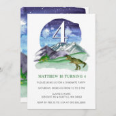 Modern Cute Waterverf Dinosaur Green Birthday Kaart (Voorkant / Achterkant)