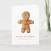 Modern Cute Waterverf Gingerbrooman Feestdagen Kaart (Voorkant)