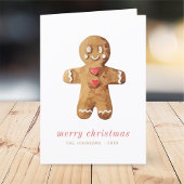 Modern Cute Waterverf Gingerbrooman Feestdagen Kaart
