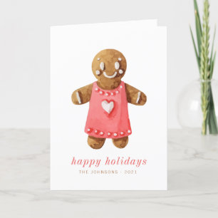 Modern Cute Waterverf Gingerbrooman Feestdagen Kaart