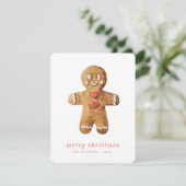 Modern Cute Waterverf Gingerbrooman Feestdagenkaart (Staand voorkant)