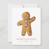 Modern Cute Waterverf Gingerbrooman Feestdagenkaart (Voorkant)