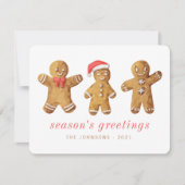 Modern Cute Waterverf Gingerbrooman Feestdagenkaart (Voorkant)