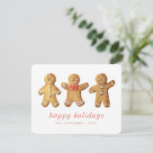 Modern Cute Waterverf Gingerbrooman Feestdagenkaart (Staand voorkant)