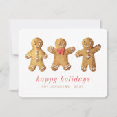 Modern Cute Waterverf Gingerbrooman Feestdagenkaart (Voorkant)
