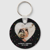 Modern Cute Whimsical Heart Photo Wedding Favor Sleutelhanger (Voorkant)