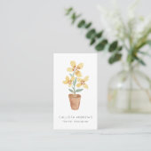 Modern Cute Yellow Potted Flower Florist Designer Visitekaartje (Staand voorkant)