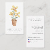 Modern Cute Yellow Potted Flower Florist Designer Visitekaartje (Voorkant / Achterkant)