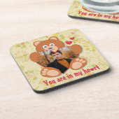 Modern Cute Yellow Teddy Bear Heart Photo Lijst Bier Onderzetter (Linkerzijde)