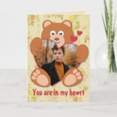 Modern Cute Yellow Teddy Bear Heart Photo Lijst Kaart (Voorkant)