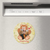 Modern Cute Yellow Teddy Bear Heart Photo Lijst Magneet (Insitu (Vaatwasser))