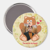 Modern Cute Yellow Teddy Bear Heart Photo Lijst Magneet (Voorkant / Achterkant)