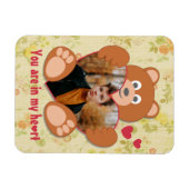 Modern Cute Yellow Teddy Bear Heart Photo Lijst Magneet (Horizontaal)