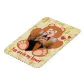 Modern Cute Yellow Teddy Bear Heart Photo Lijst Magneet (Linkerzijde)
