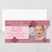 Modern Cutie Birthday Invitation with Flowers (Voorkant / Achterkant)