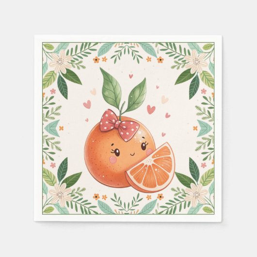 Modern Cutie Citrus Sinaasappel Baby shower Servet (Voorkant)