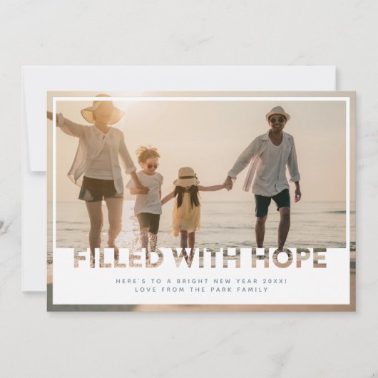 Modern Cutout | gevuld met Hope Photo New Years Feestdagenkaart (Voorkant)