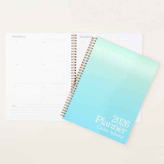 Modern Cyan Blue Ombre Planner (Display)