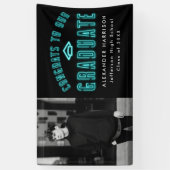 Modern Cyan Neon Foto Graduation Party Spandoek (Verticaal)