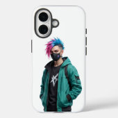 Modern Cyberpunk Anime Boy Graphic iPhone 15 Case (Achterkant)