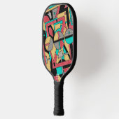 Modern Cyberpunk Geometric Abstract Pattern  Pickleball Paddle (Links)