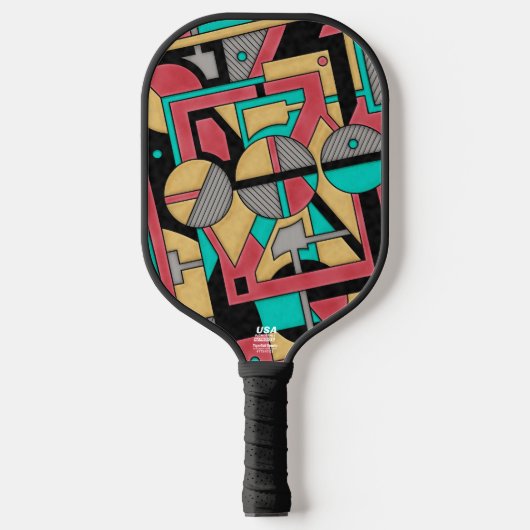 Modern Cyberpunk Geometric Abstract Pattern  Pickleball Paddle (Voorkant)