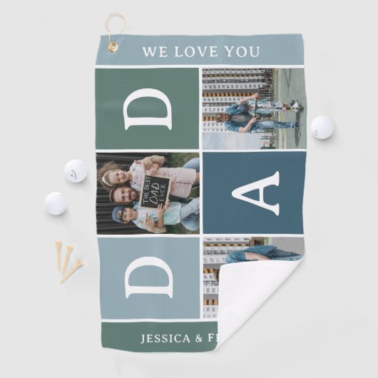 Modern 'DAD' 3 foto cadeau Golfhanddoek (Insitu)