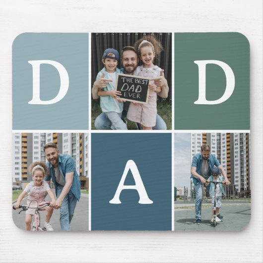 Modern 'DAD' 3 foto cadeau Muismat (Voorkant)