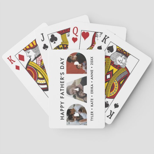Modern DAD Daddy Foto Collage Cutout Vaderdag Pokerkaarten (Achterkant)