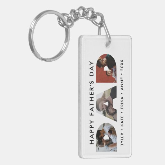 Modern DAD Daddy Foto Collage Cutout Vaderdag Sleutelhanger (Voorkant Links)