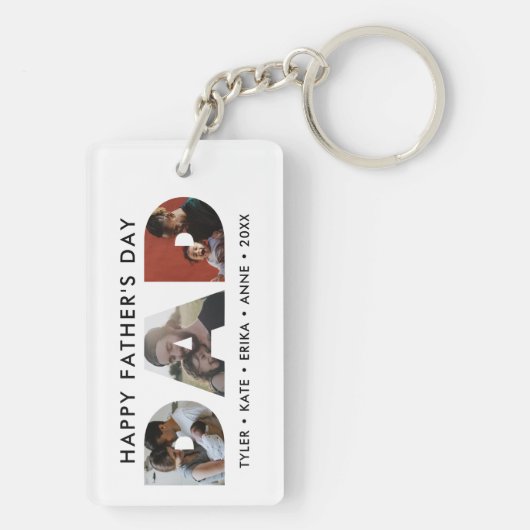 Modern DAD Daddy Foto Collage Cutout Vaderdag Sleutelhanger (achterkant)
