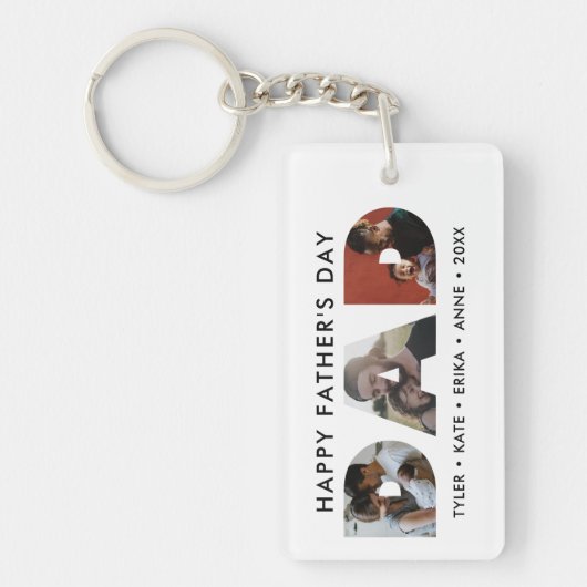 Modern DAD Daddy Foto Collage Cutout Vaderdag Sleutelhanger (Voorkant)