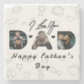Modern Dad Photo Collage Stenen Onderzetter (Voorkant)