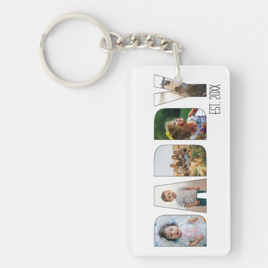 Modern Daddy 5 Foto Vaderdag Typografie Sleutelhanger (Voorkant)