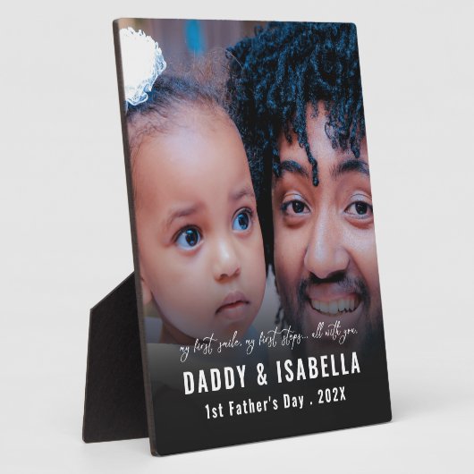 Modern Daddy and Baby 1st Fathers Day Photo Fotoplaat (Zijkant)