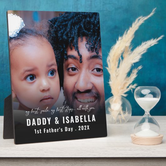 Modern Daddy and Baby 1st Fathers Day Photo Fotoplaat (Zijkant)