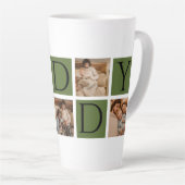 Modern Daddy Photo Collage - Aangepaste Vaderdag | Latte Mok (Rechterhoek)