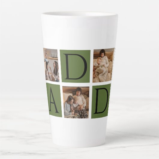 Modern Daddy Photo Collage - Aangepaste Vaderdag | Latte Mok (Voorkant)