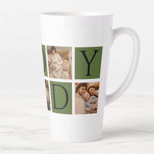 Modern Daddy Photo Collage - Aangepaste Vaderdag | Latte Mok (Rechts)