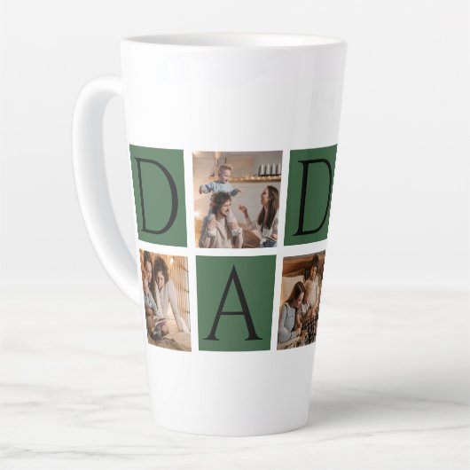 Modern Daddy Photo Collage - Aangepaste Vaderdag | Latte Mok (Linkerhoek)