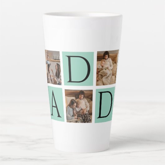 Modern Daddy Photo Collage - Aangepaste Vaderdag | Latte Mok (Voorkant)