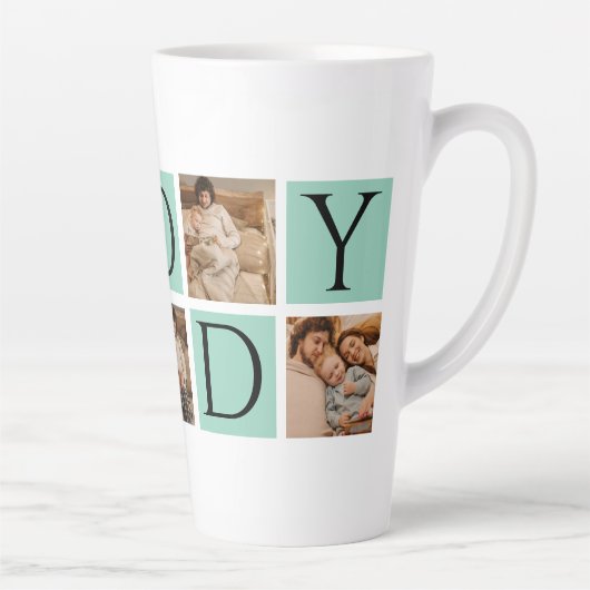 Modern Daddy Photo Collage - Aangepaste Vaderdag | Latte Mok (Rechts)