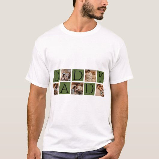Modern Daddy Photo Collage T-shirt – Aangepaste 5P (Voorkant)